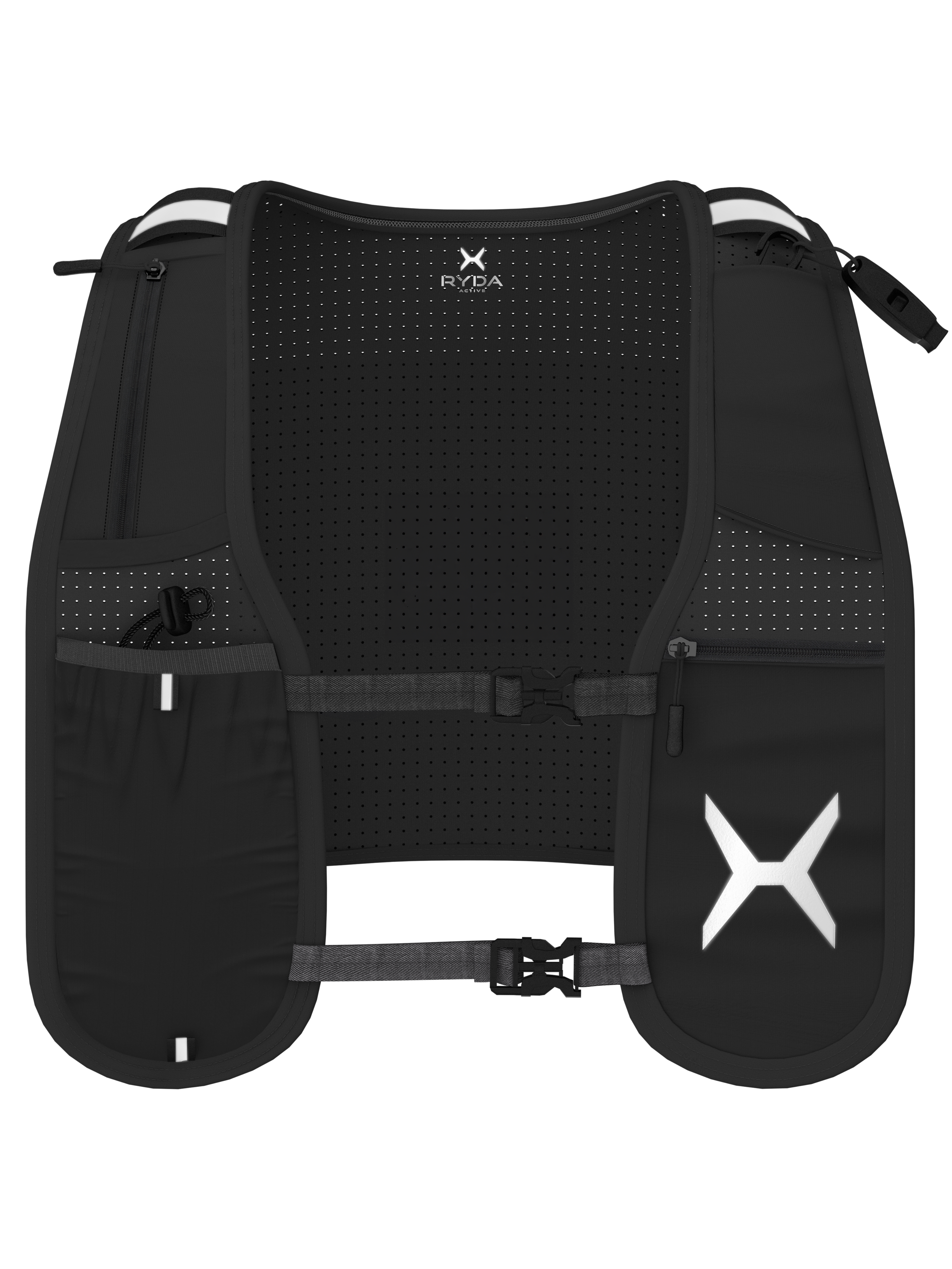 RYDA Running Vest – leichte Laufweste mit Trinkflasche in Obsidian Black
